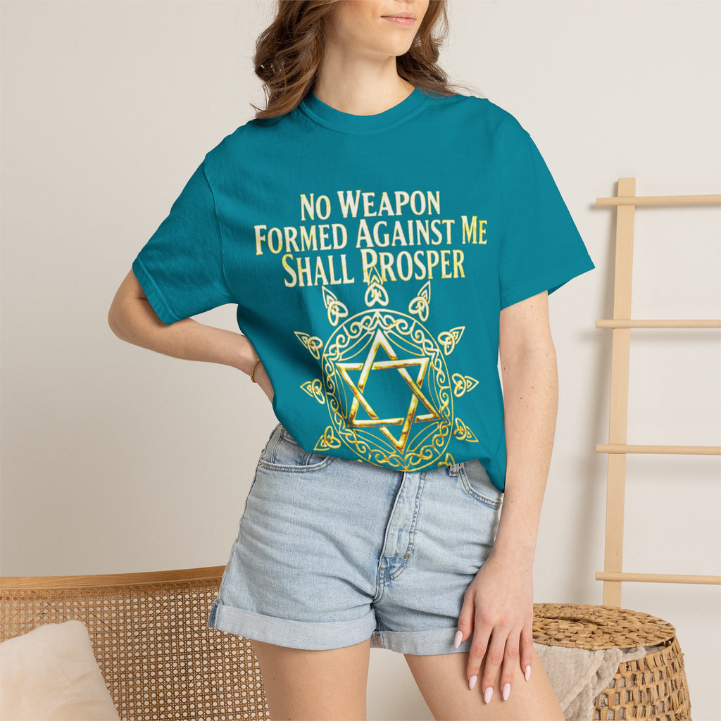 Spiritual Star of David T-Shirt — "No Weapon Formed Against Me Shall Prosper" Inspirational Tee