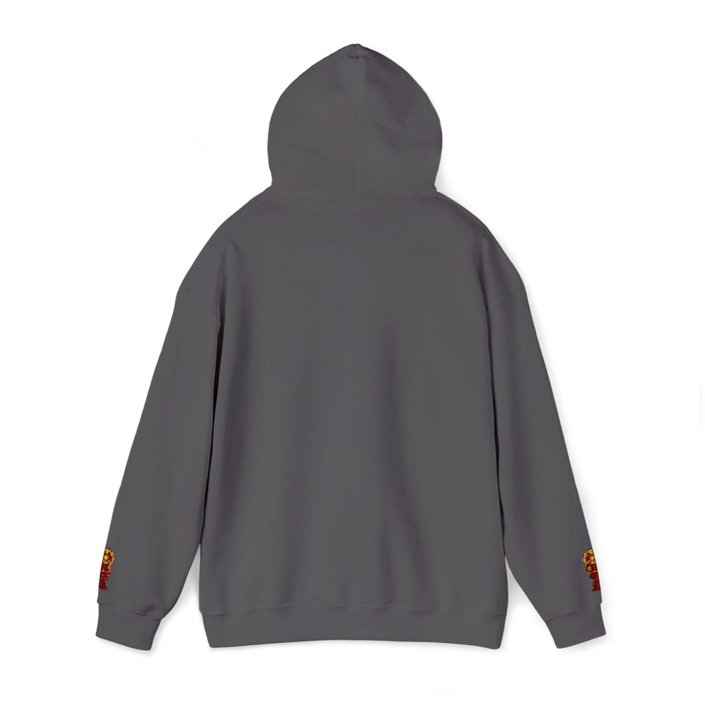 "Geld kommt zu mir" Hoodie — Positiver Affirmations-Hoodie mit Ärmelflammen-Akzent