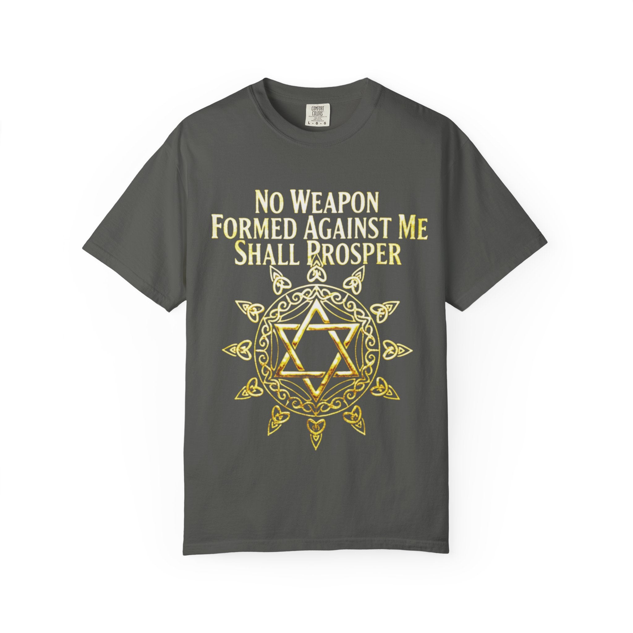 Spiritual Star of David T-Shirt — "No Weapon Formed Against Me Shall Prosper" Inspirational Tee