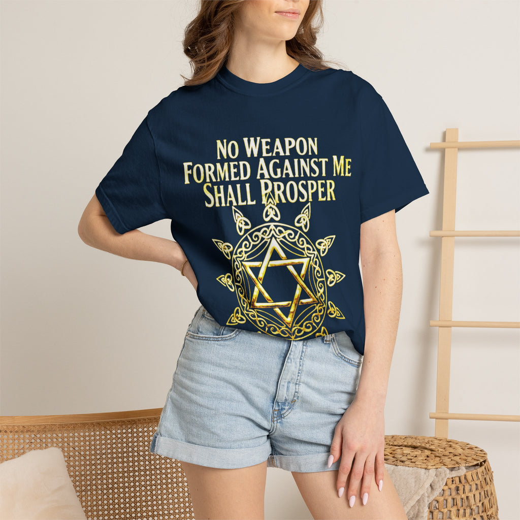 Spiritual Star of David T-Shirt — "No Weapon Formed Against Me Shall Prosper" Inspirational Tee