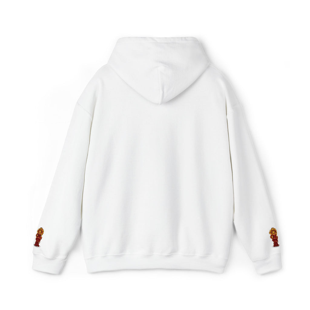"Geld kommt zu mir" Hoodie — Positiver Affirmations-Hoodie mit Ärmelflammen-Akzent