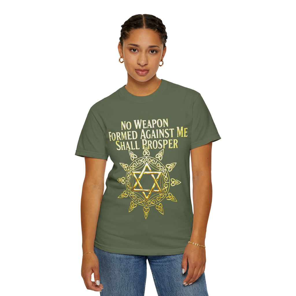Spiritual Star of David T-Shirt — "No Weapon Formed Against Me Shall Prosper" Inspirational Tee