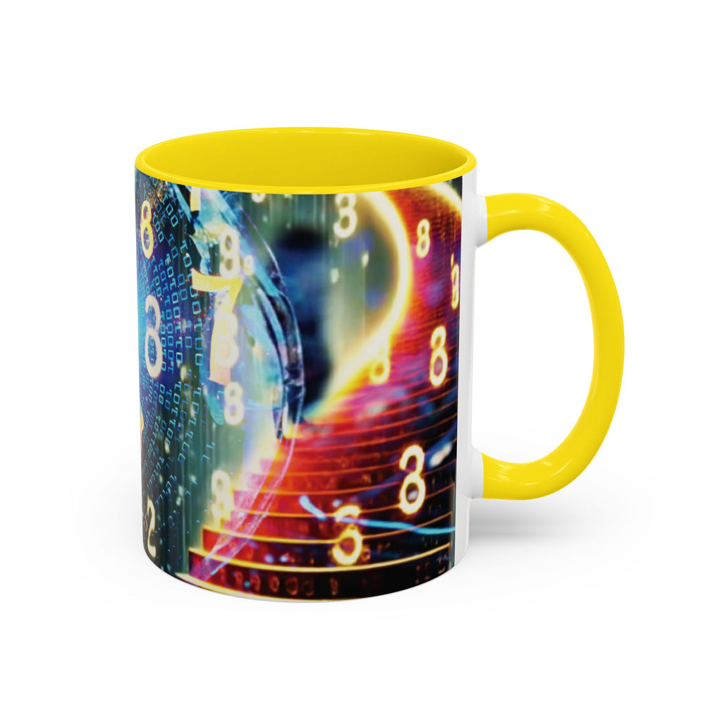 神秘的な数秘術アクセントコーヒーマグ — 宇宙の数字とスパイラルデザイン (11/15oz)