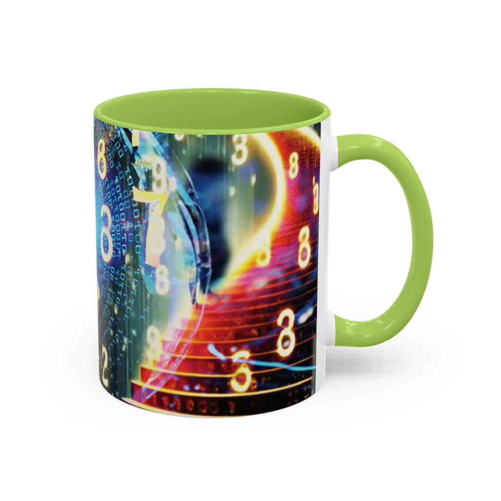 神秘的な数秘術アクセントコーヒーマグ — 宇宙の数字とスパイラルデザイン (11/15oz)