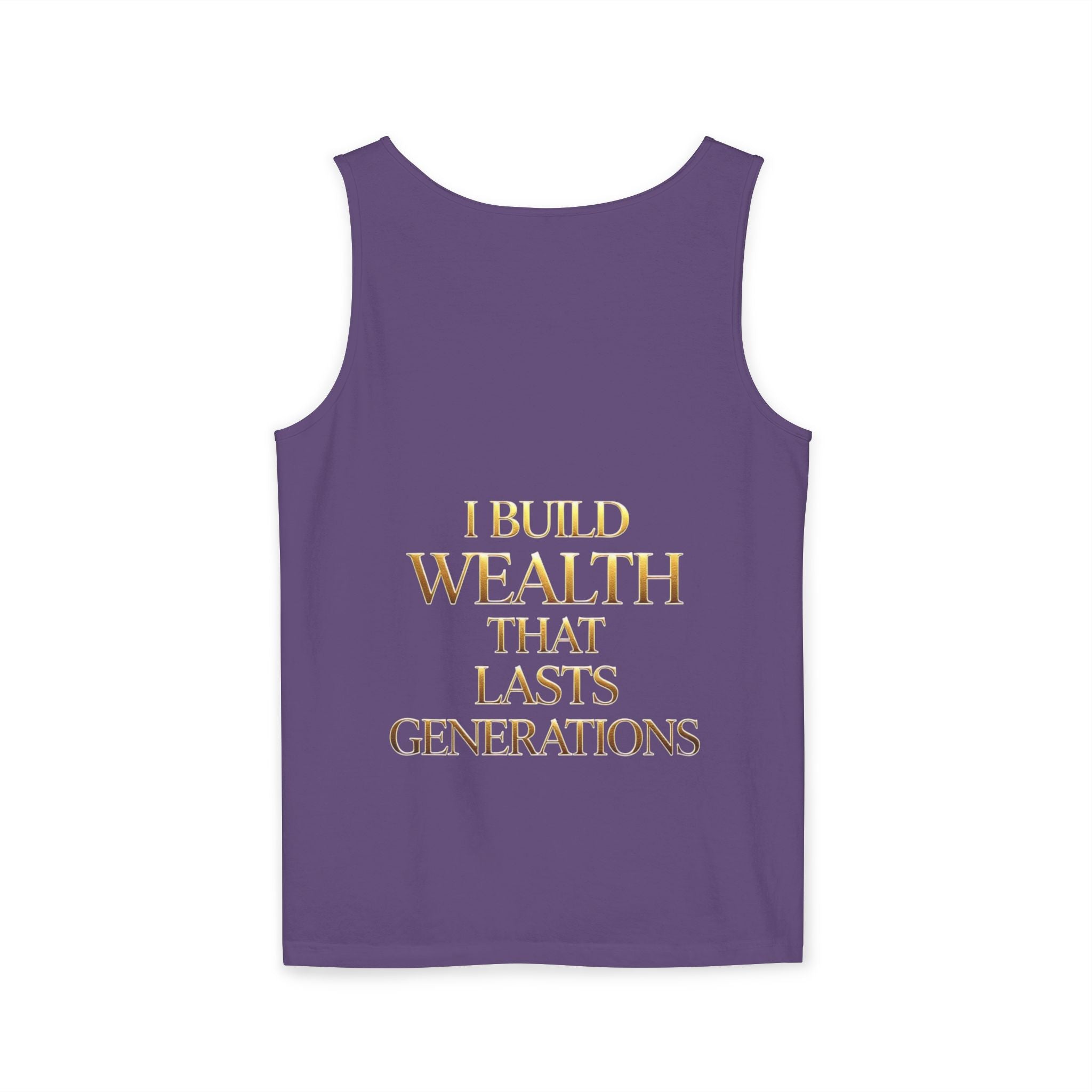 Motivierendes Tanktop zum Thema Geld – „My Mind Creates Millions“ / „I Build Wealth That Lasts Generations“