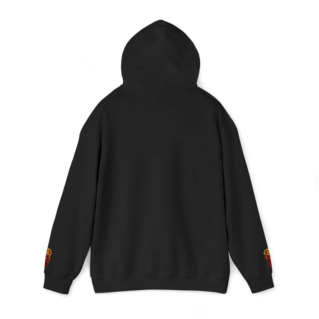 "Geld kommt zu mir" Hoodie — Positiver Affirmations-Hoodie mit Ärmelflammen-Akzent