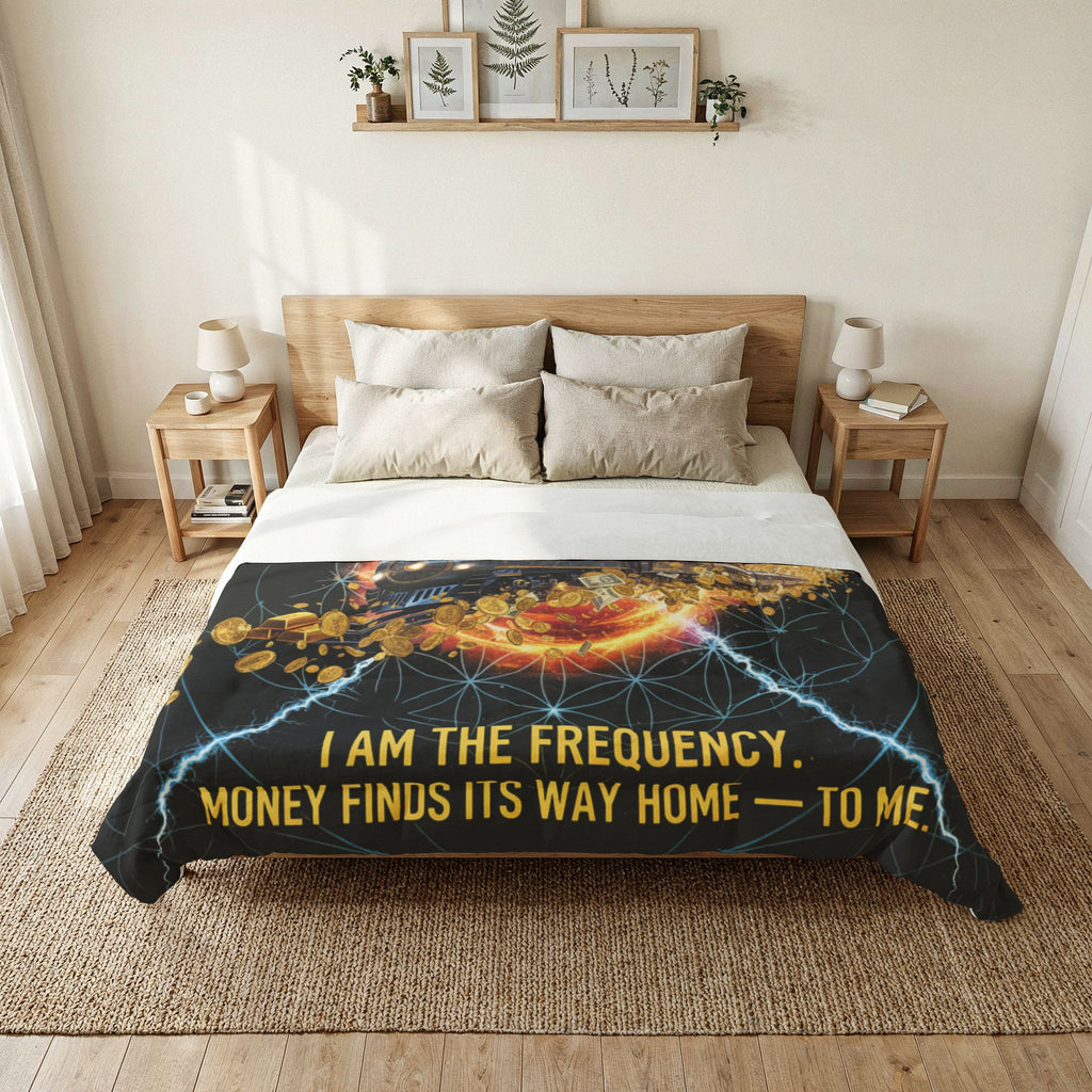 I Am The Frequency Comforter — Inspirational Money Manifestation Quilt