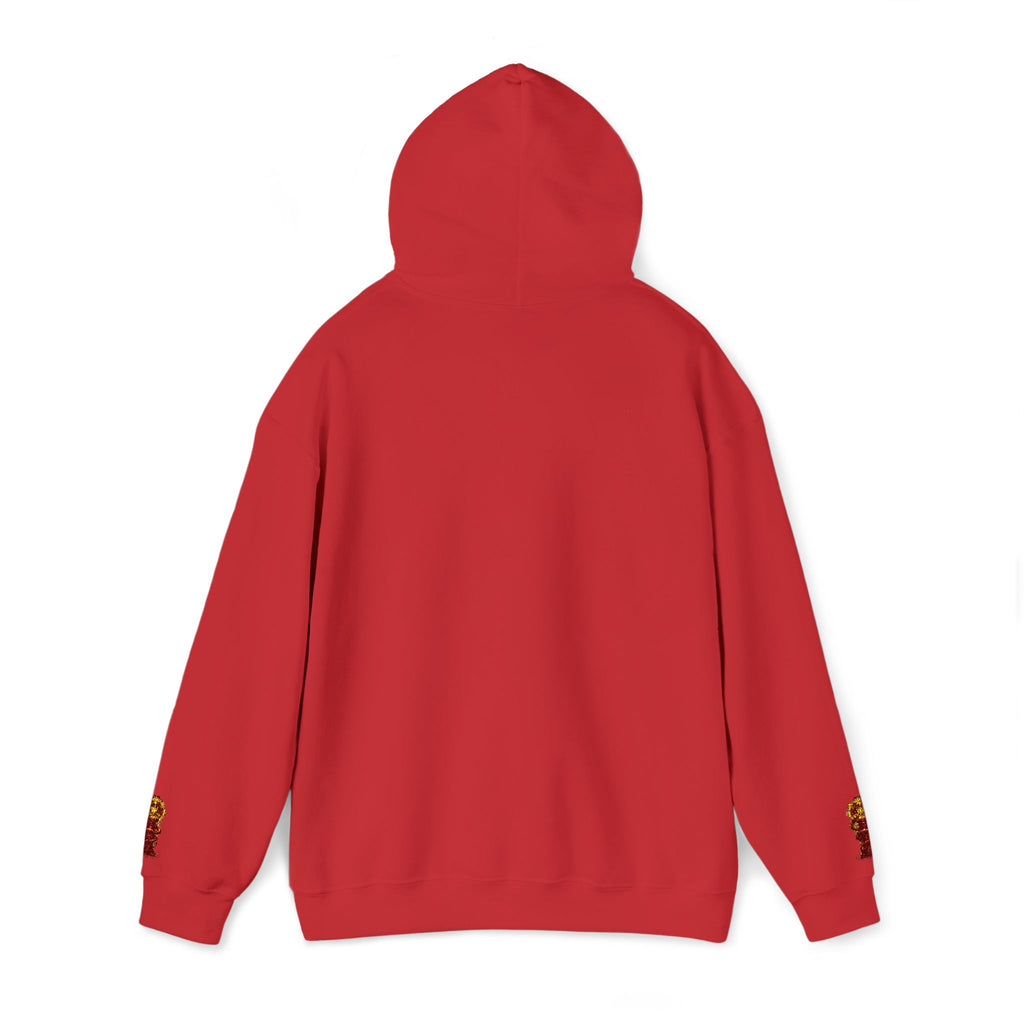 "Geld kommt zu mir" Hoodie — Positiver Affirmations-Hoodie mit Ärmelflammen-Akzent