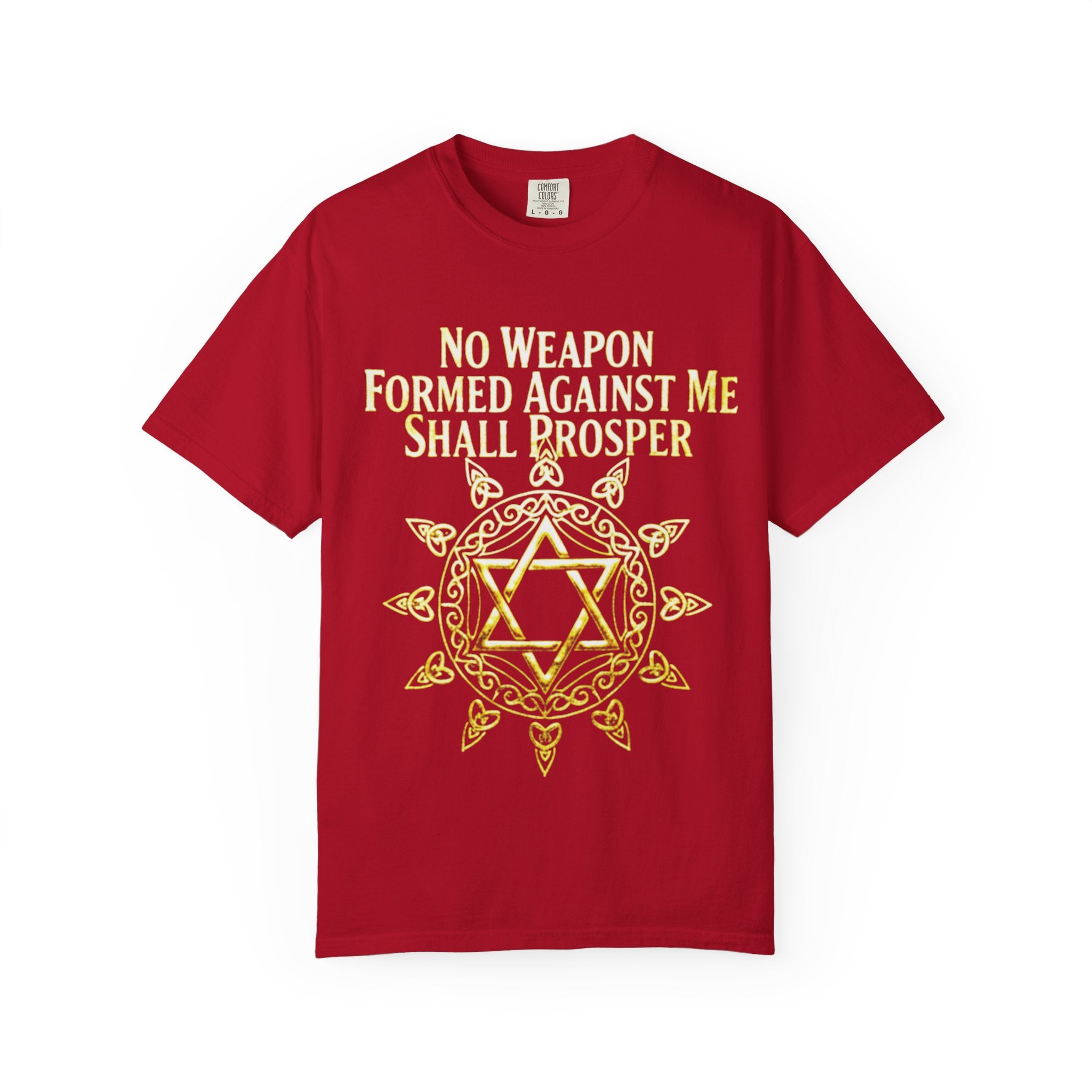 Spiritual Star of David T-Shirt — "No Weapon Formed Against Me Shall Prosper" Inspirational Tee