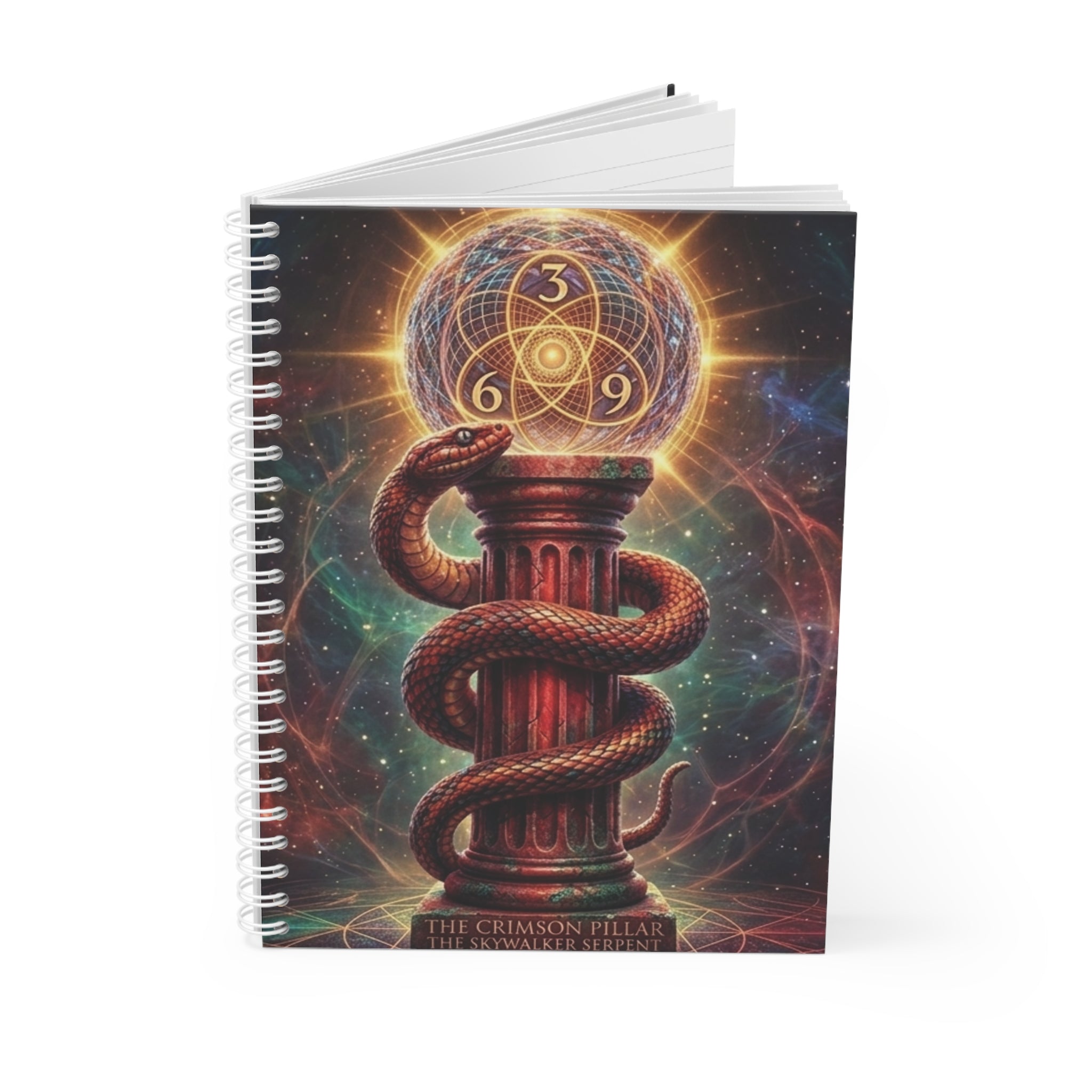 3-6-9 Energy Portal Spiral Notebook  Mystical Snake & Crystal Guided Intention Journal