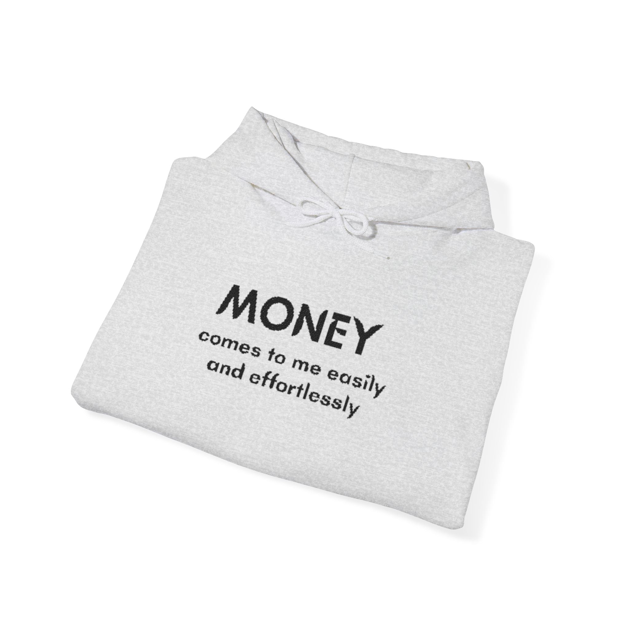 "Geld kommt zu mir" Hoodie — Positiver Affirmations-Hoodie mit Ärmelflammen-Akzent