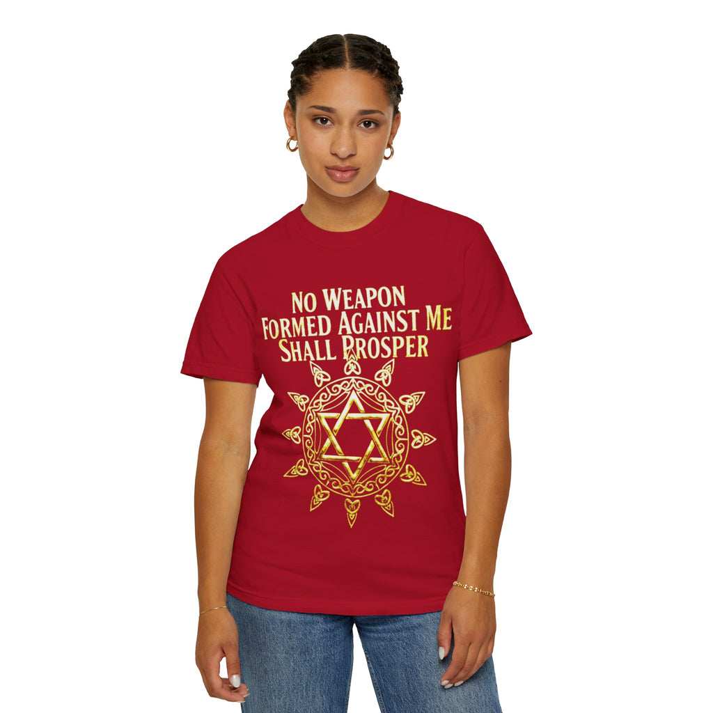 Spiritual Star of David T-Shirt — "No Weapon Formed Against Me Shall Prosper" Inspirational Tee