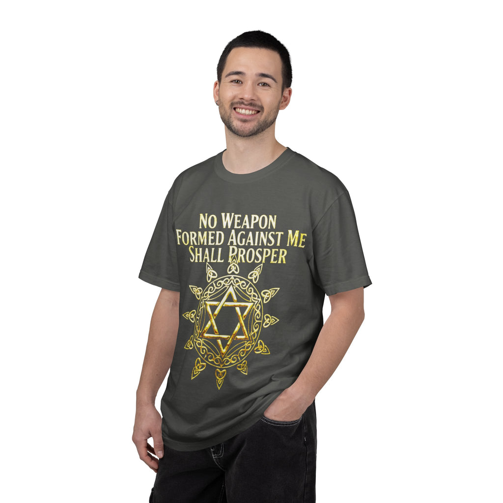 Spiritual Star of David T-Shirt — "No Weapon Formed Against Me Shall Prosper" Inspirational Tee