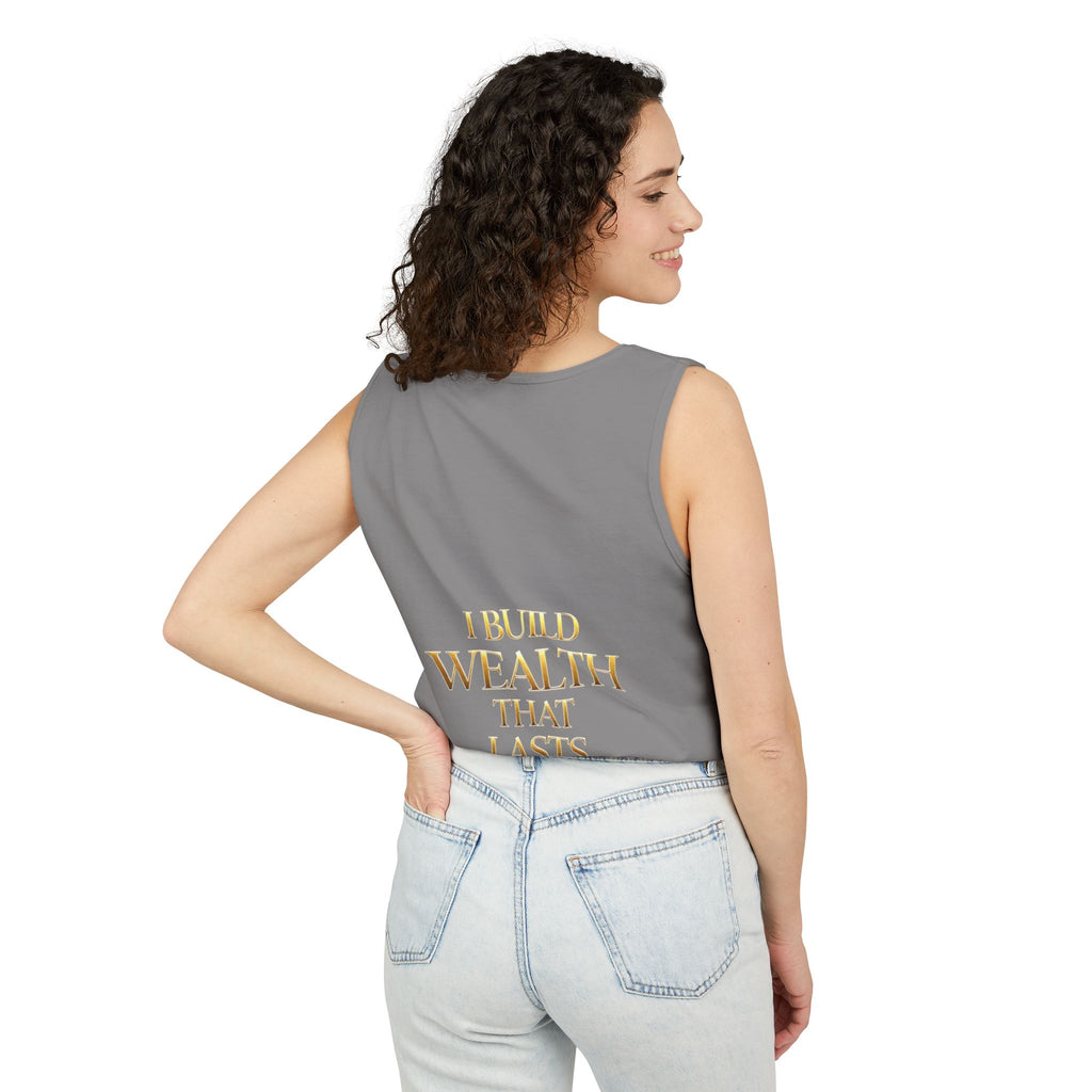 Motivierendes Tanktop zum Thema Geld – „My Mind Creates Millions“ / „I Build Wealth That Lasts Generations“