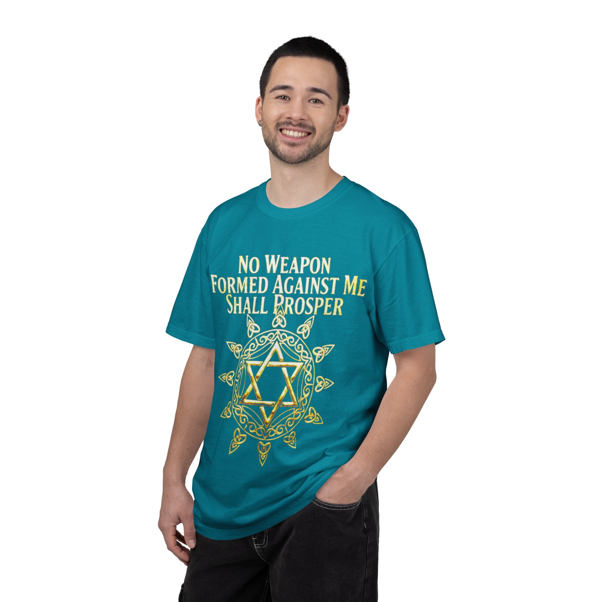 Spiritual Star of David T-Shirt — "No Weapon Formed Against Me Shall Prosper" Inspirational Tee