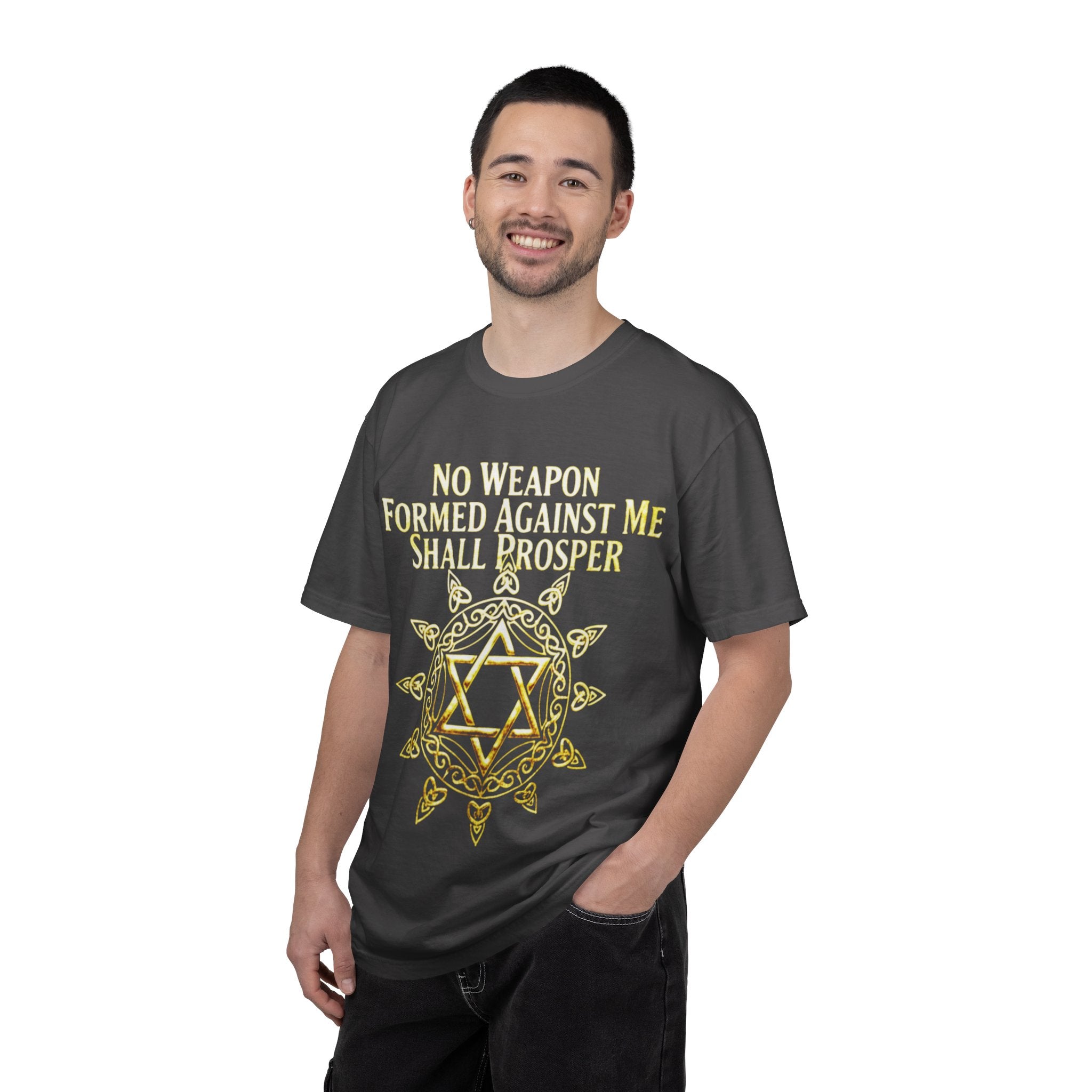 Spiritual Star of David T-Shirt — "No Weapon Formed Against Me Shall Prosper" Inspirational Tee