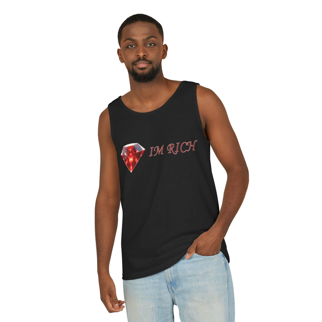 私は裕福タンクトップ — グラフィック富スローガンTシャツ
