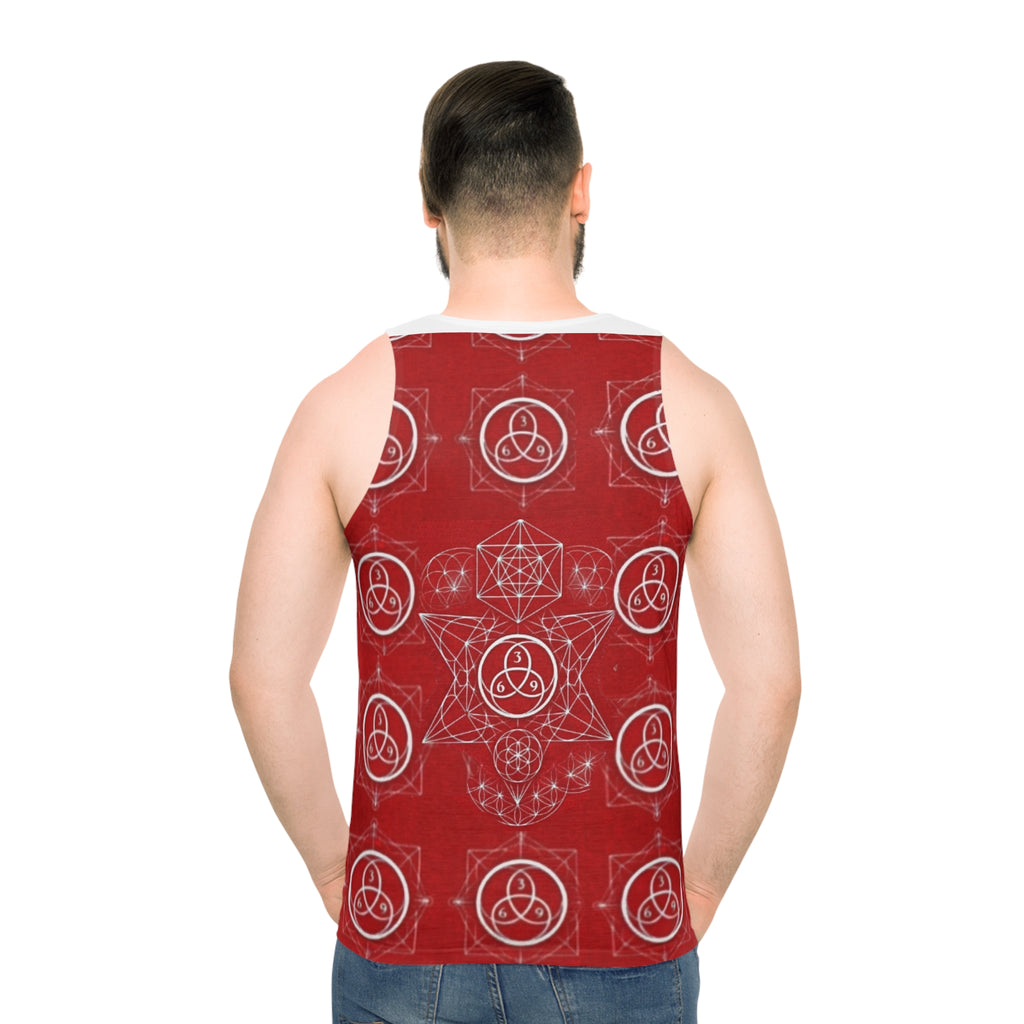 Sacred Geometry Tank Top - Red Triquetra Pattern All-Over Print