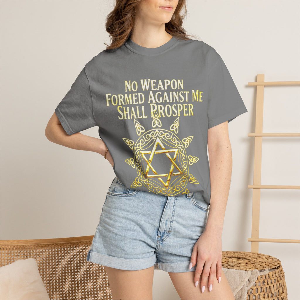 Spiritual Star of David T-Shirt — "No Weapon Formed Against Me Shall Prosper" Inspirational Tee