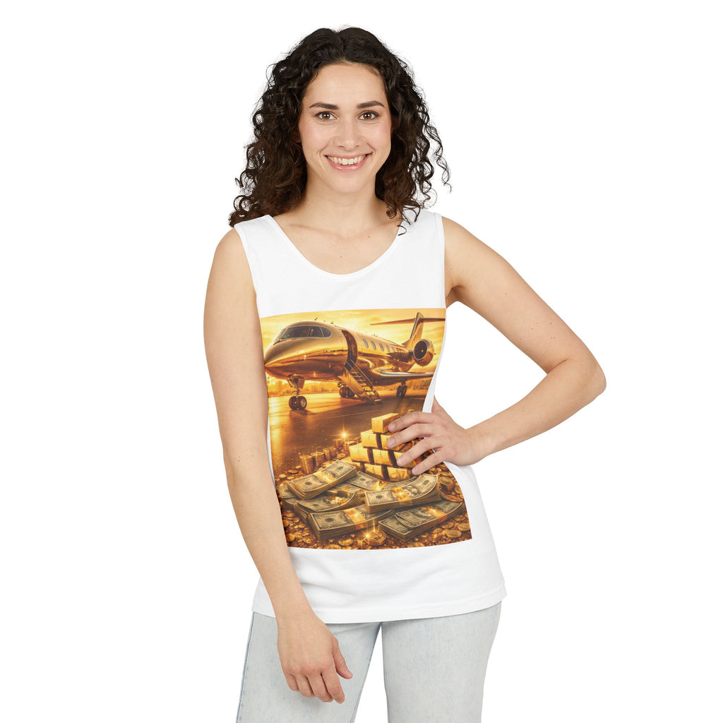 Millionaire Mindset Tanktop – Luxus-Jet & Bargeld Grafik Tanktop