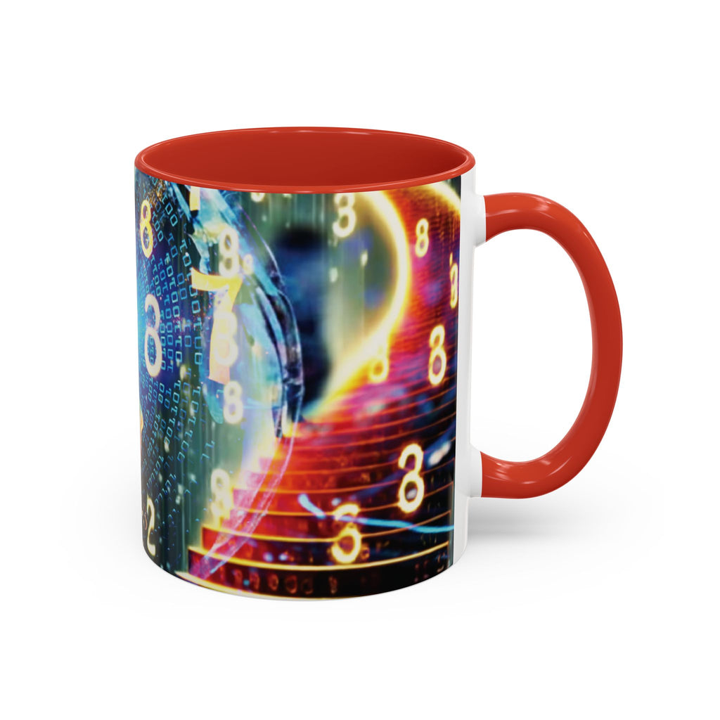 神秘的な数秘術アクセントコーヒーマグ — 宇宙の数字とスパイラルデザイン (11/15oz)