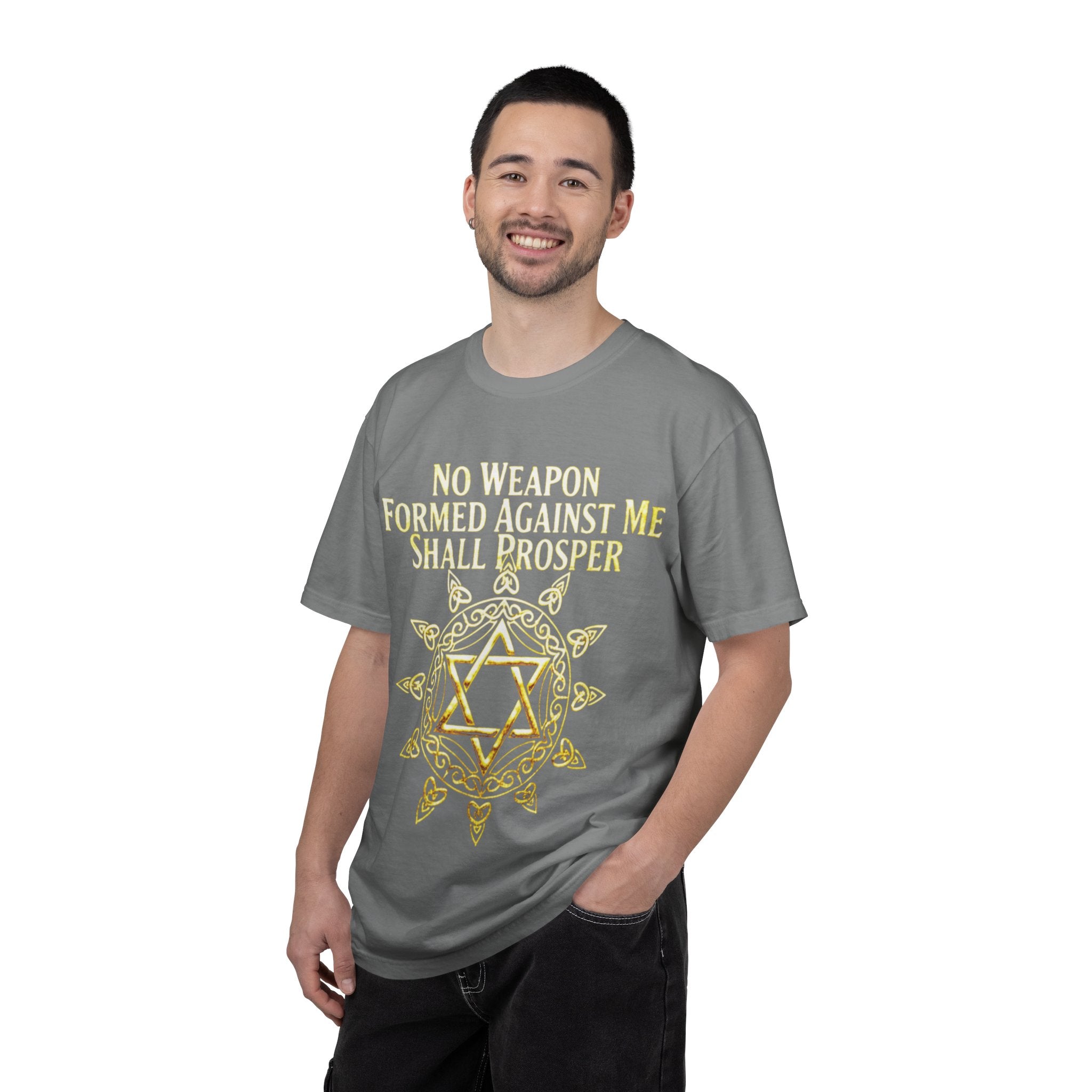 Spiritual Star of David T-Shirt — "No Weapon Formed Against Me Shall Prosper" Inspirational Tee