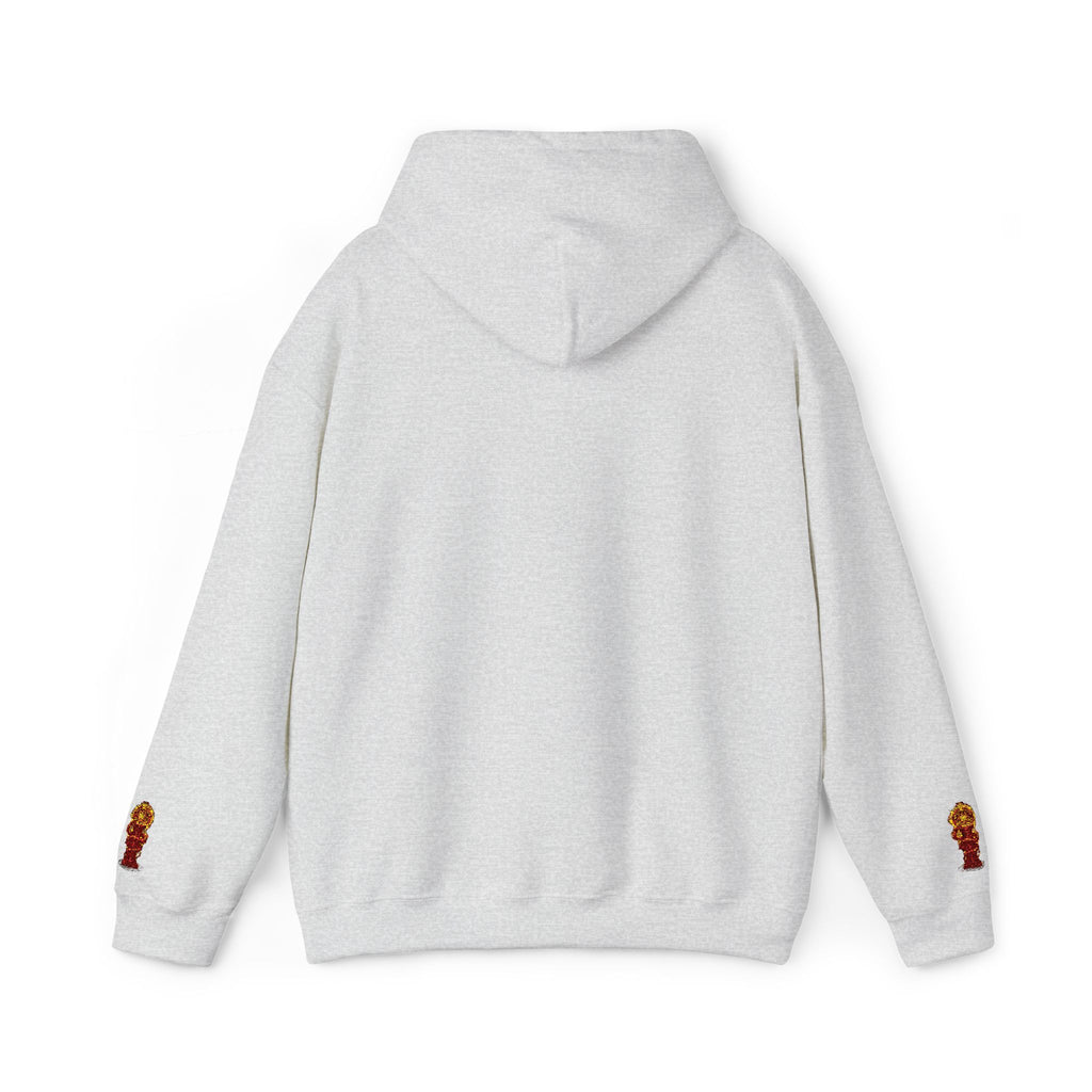 "Geld kommt zu mir" Hoodie — Positiver Affirmations-Hoodie mit Ärmelflammen-Akzent