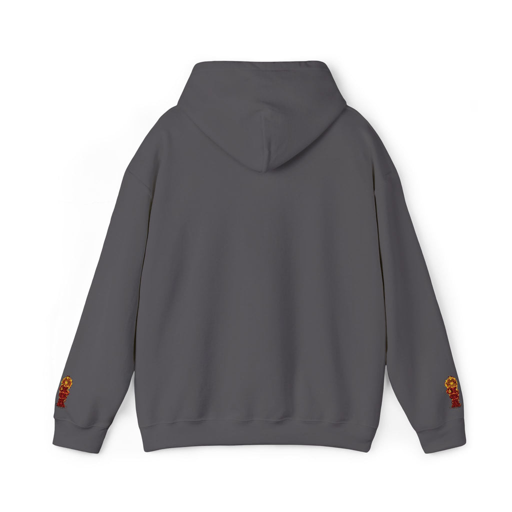 "Geld kommt zu mir" Hoodie — Positiver Affirmations-Hoodie mit Ärmelflammen-Akzent