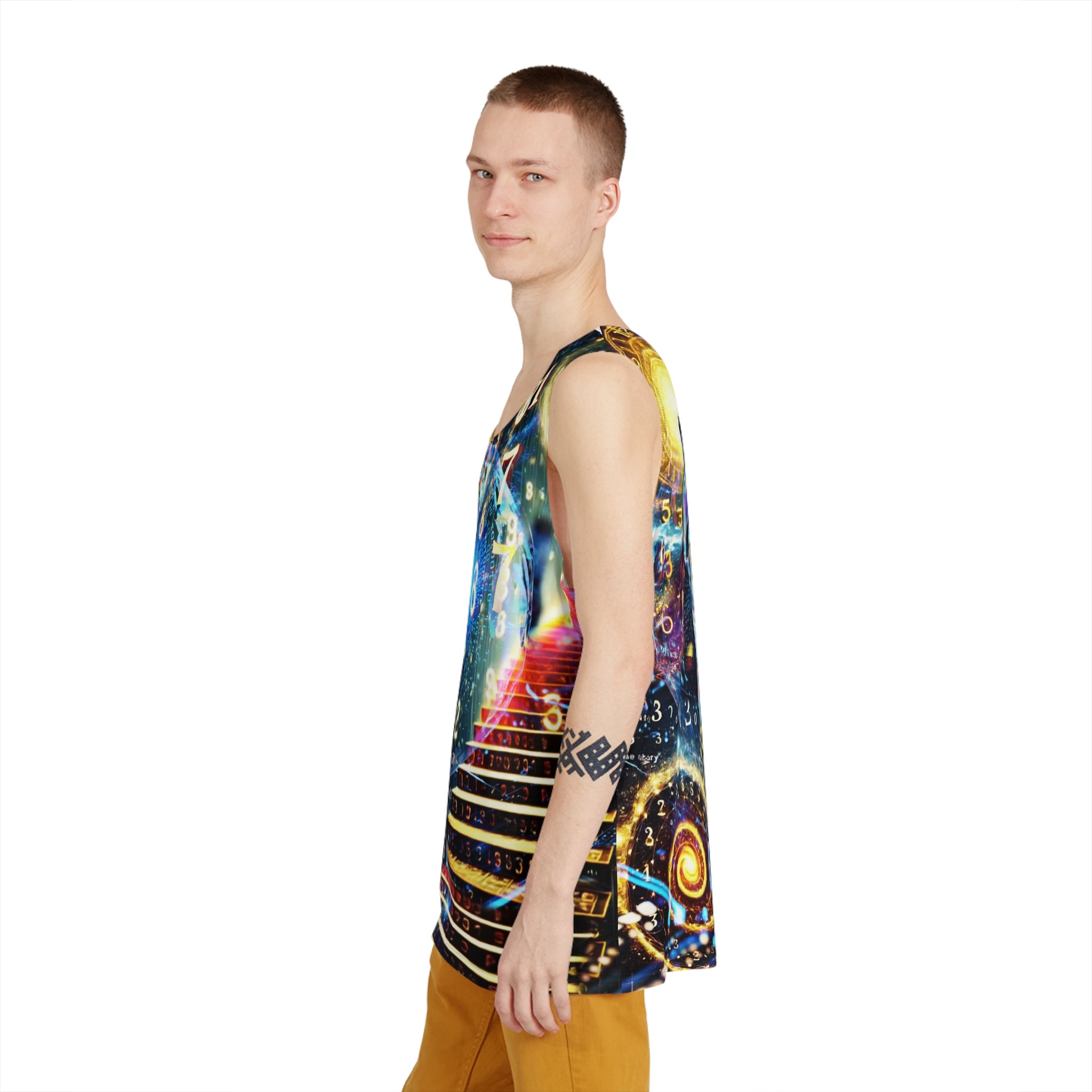 Psychedelic Numerology All-Over Print Tank Top — Cosmic Stairway & Number Pattern