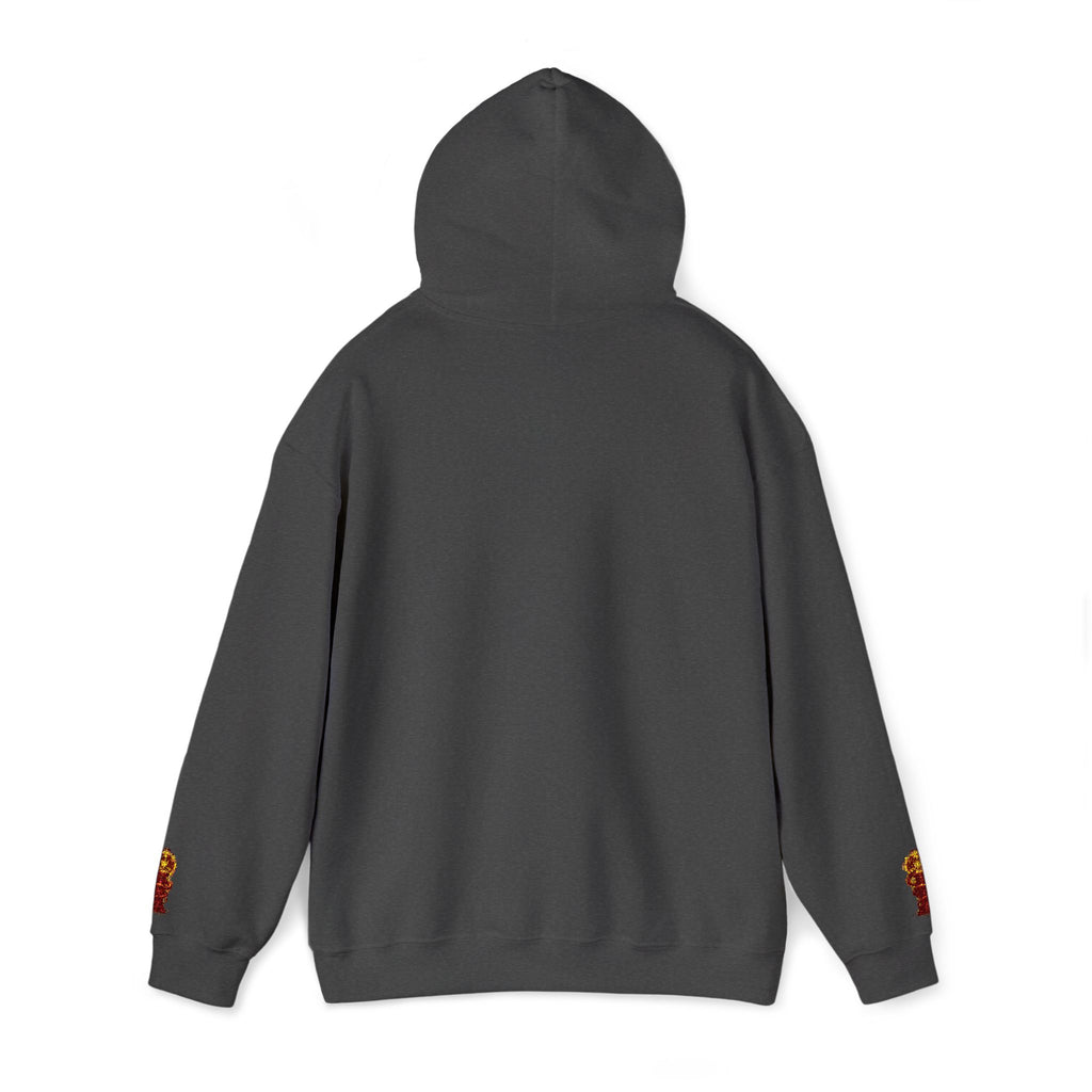 "Geld kommt zu mir" Hoodie — Positiver Affirmations-Hoodie mit Ärmelflammen-Akzent