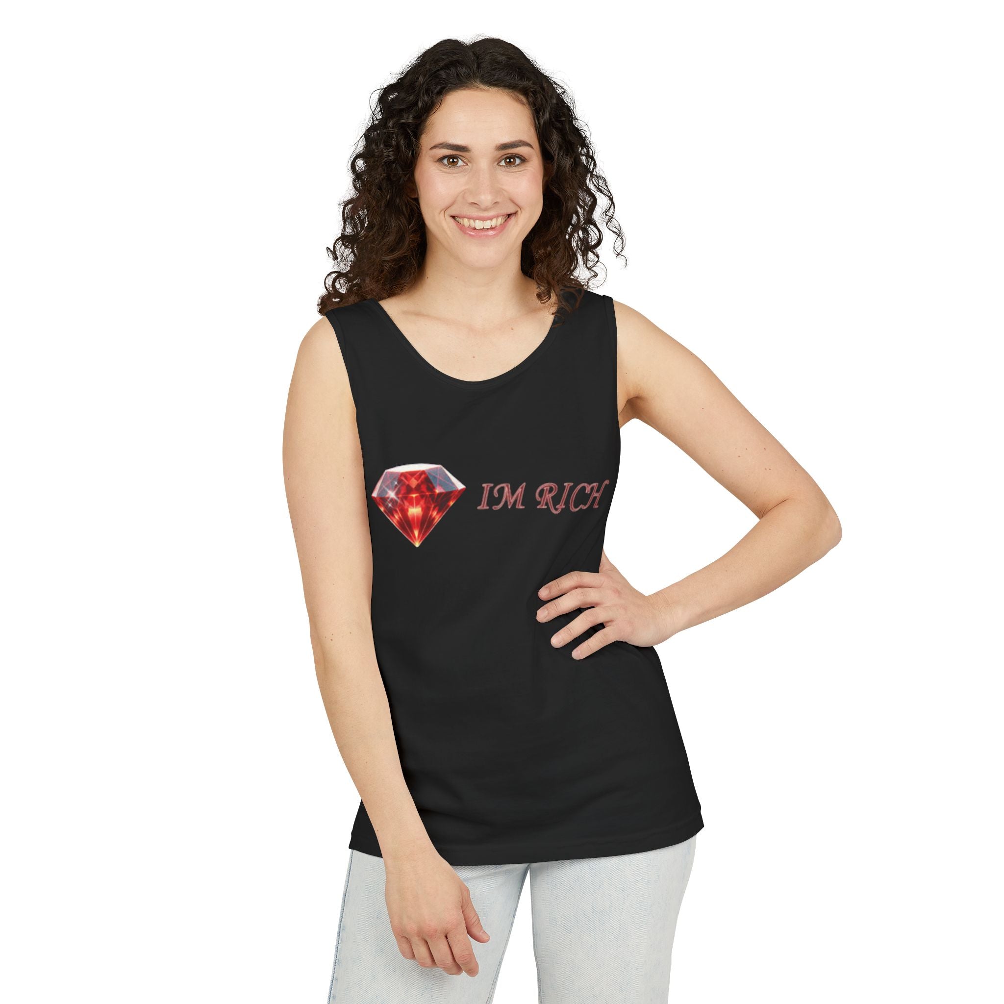 私は裕福タンクトップ — グラフィック富スローガンTシャツ