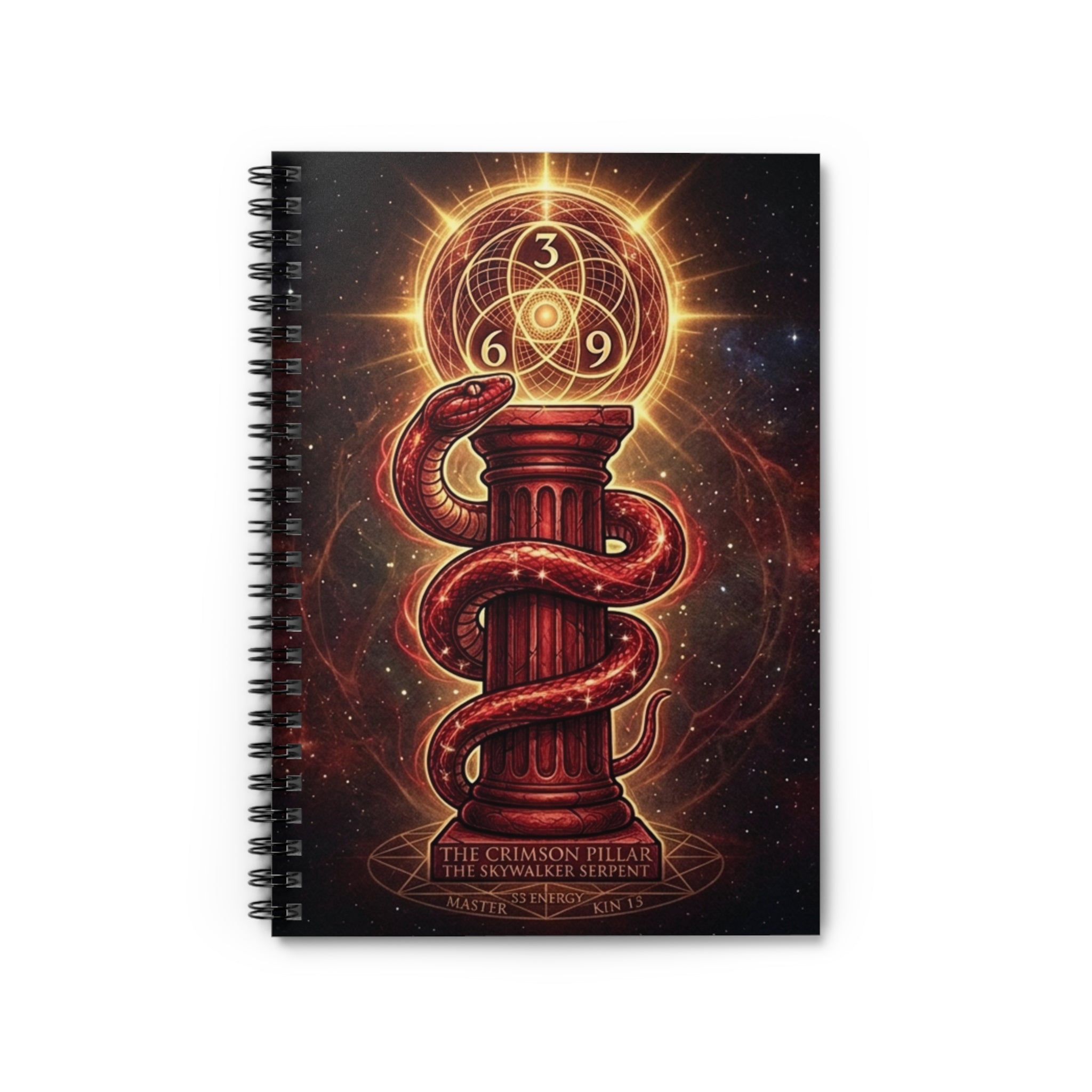 Occult Serpent Spiral Notebook — Mystical Pillar Ruled Journal