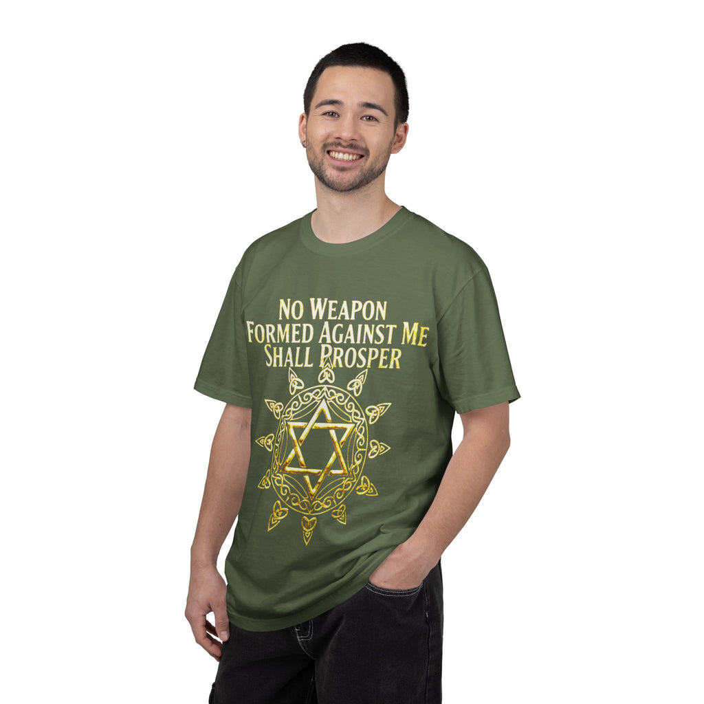 Spiritual Star of David T-Shirt — "No Weapon Formed Against Me Shall Prosper" Inspirational Tee