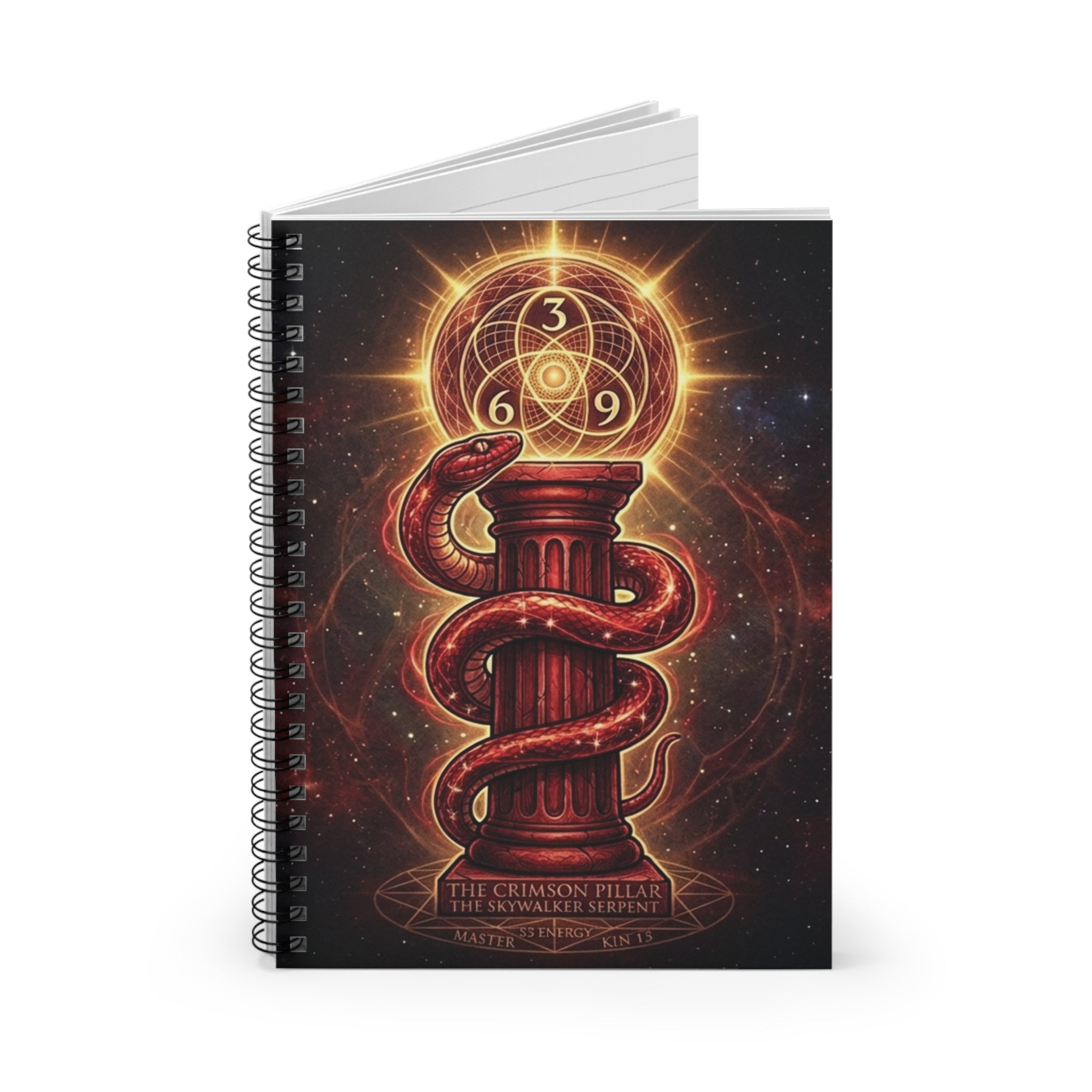 Occult Serpent Spiral Notebook — Mystical Pillar Ruled Journal