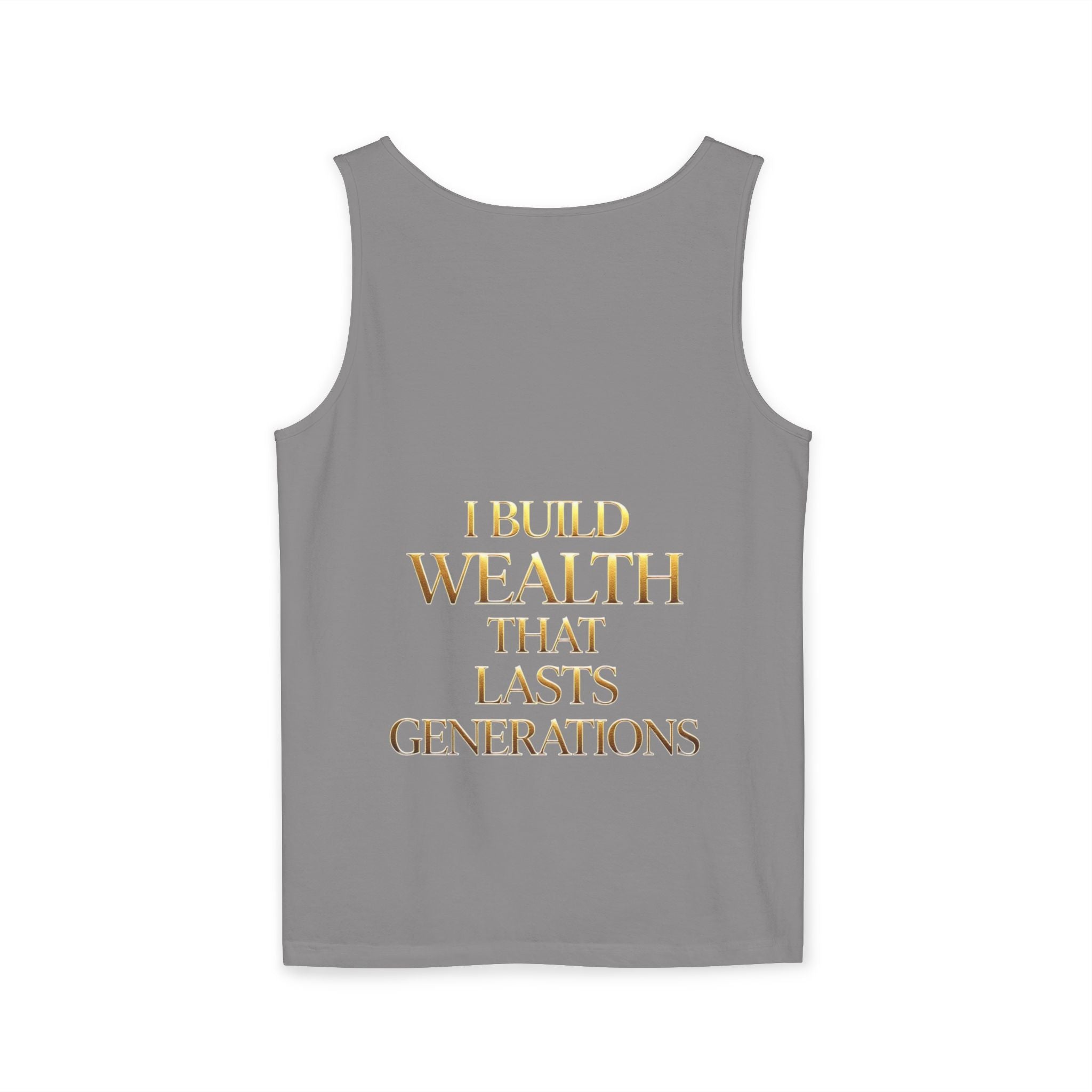 Motivierendes Tanktop zum Thema Geld – „My Mind Creates Millions“ / „I Build Wealth That Lasts Generations“
