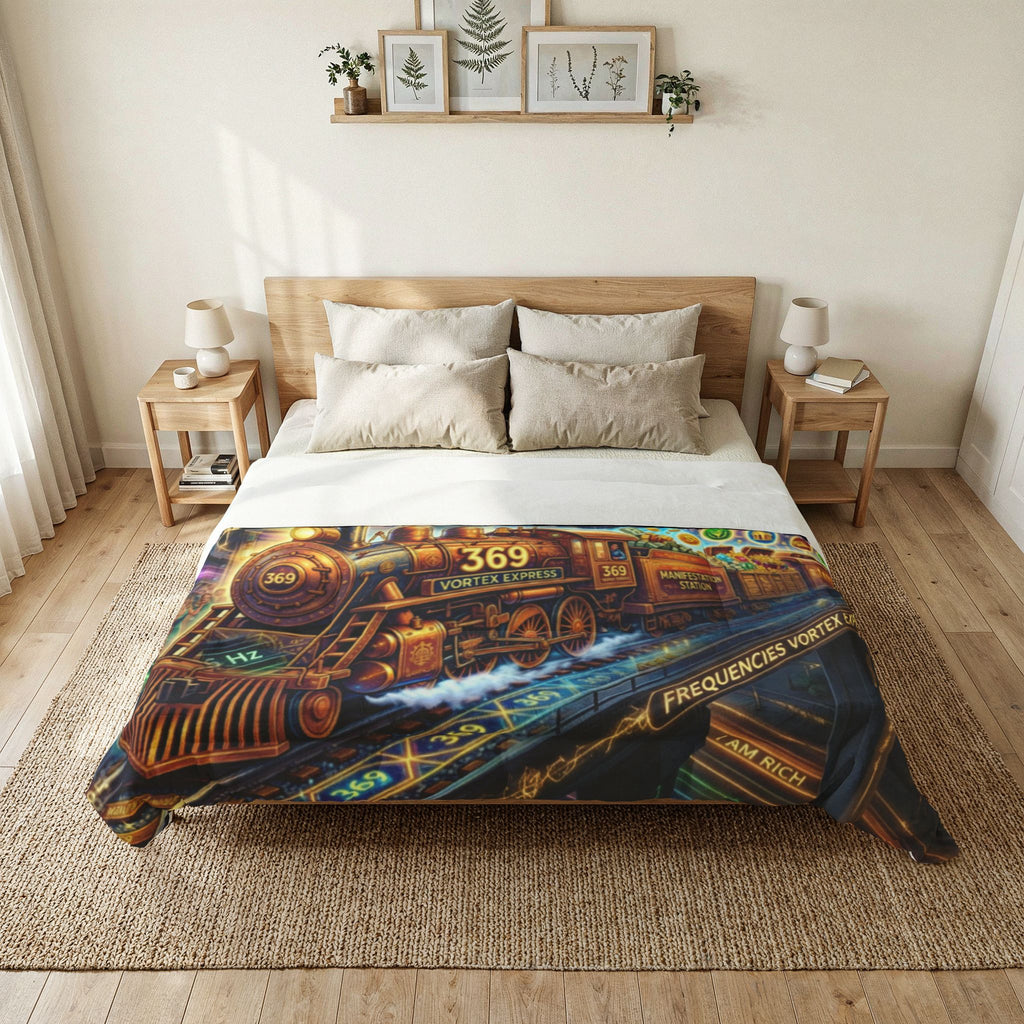 Manifestation Station Train Comforter — Magical Journey Cotton Bedspread