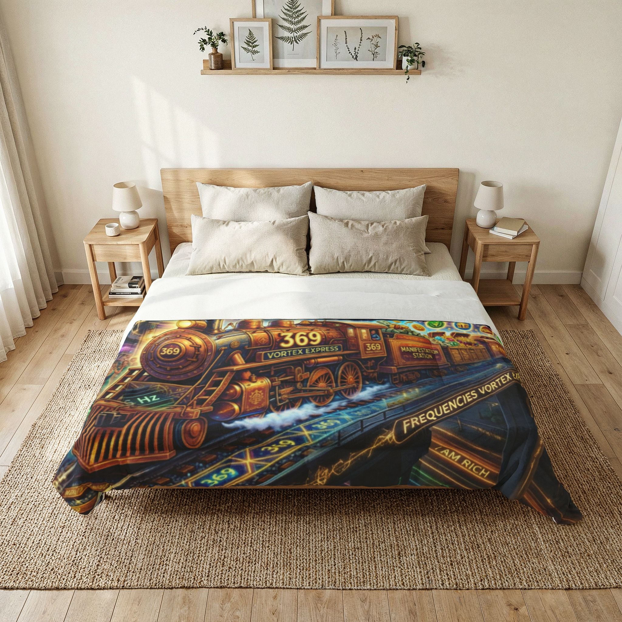 Manifestation Station Train Comforter — Magical Journey Cotton Bedspread