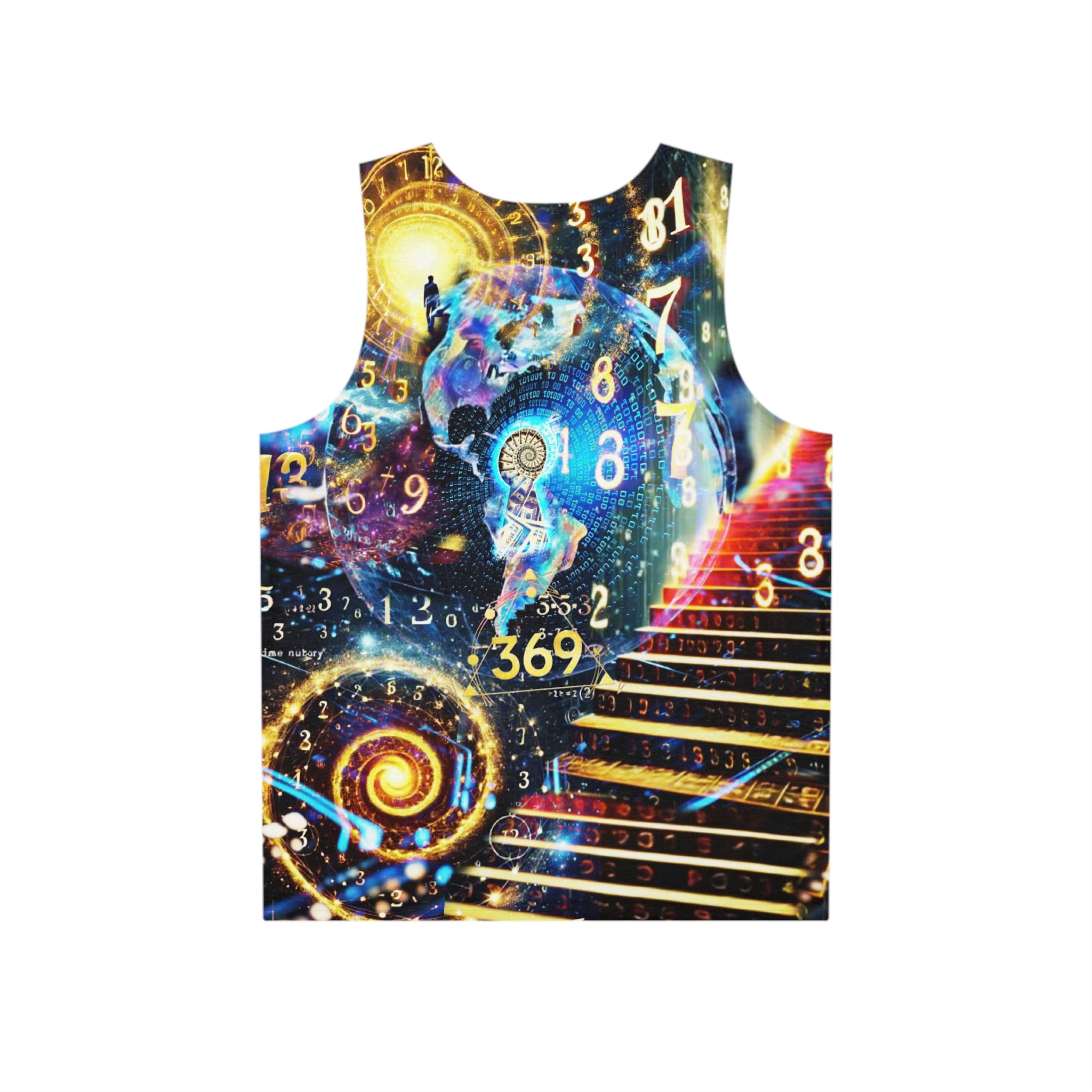Psychedelic Numerology All-Over Print Tank Top — Cosmic Stairway & Number Pattern