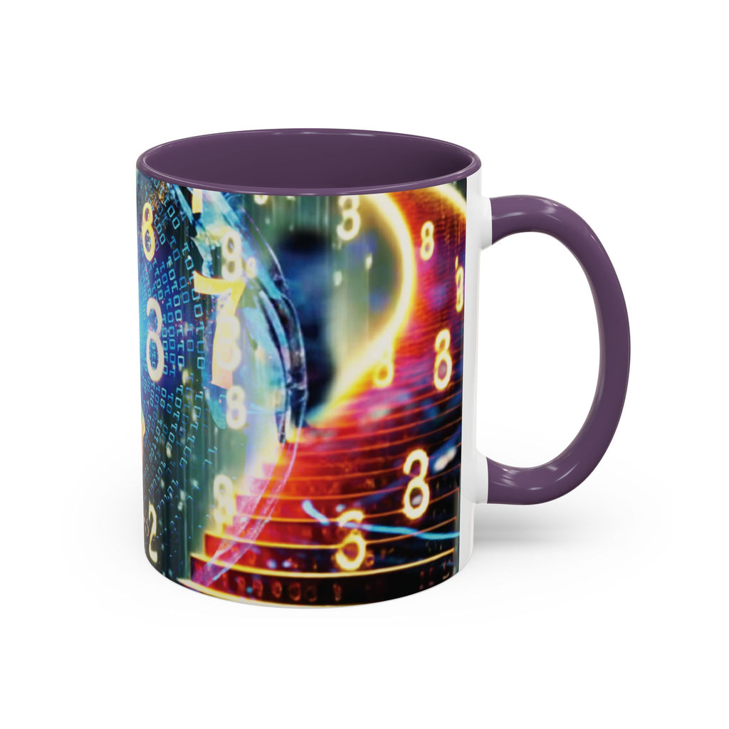 神秘的な数秘術アクセントコーヒーマグ — 宇宙の数字とスパイラルデザイン (11/15oz)