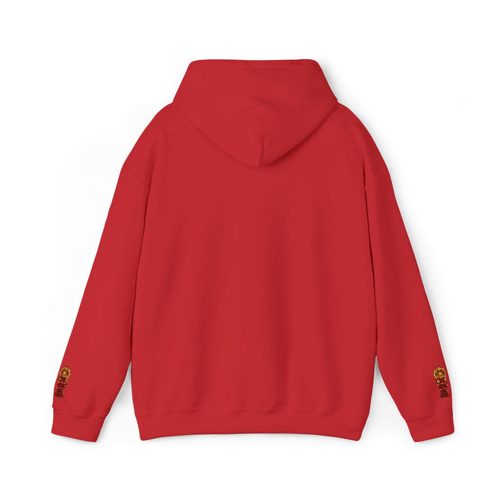"Geld kommt zu mir" Hoodie — Positiver Affirmations-Hoodie mit Ärmelflammen-Akzent