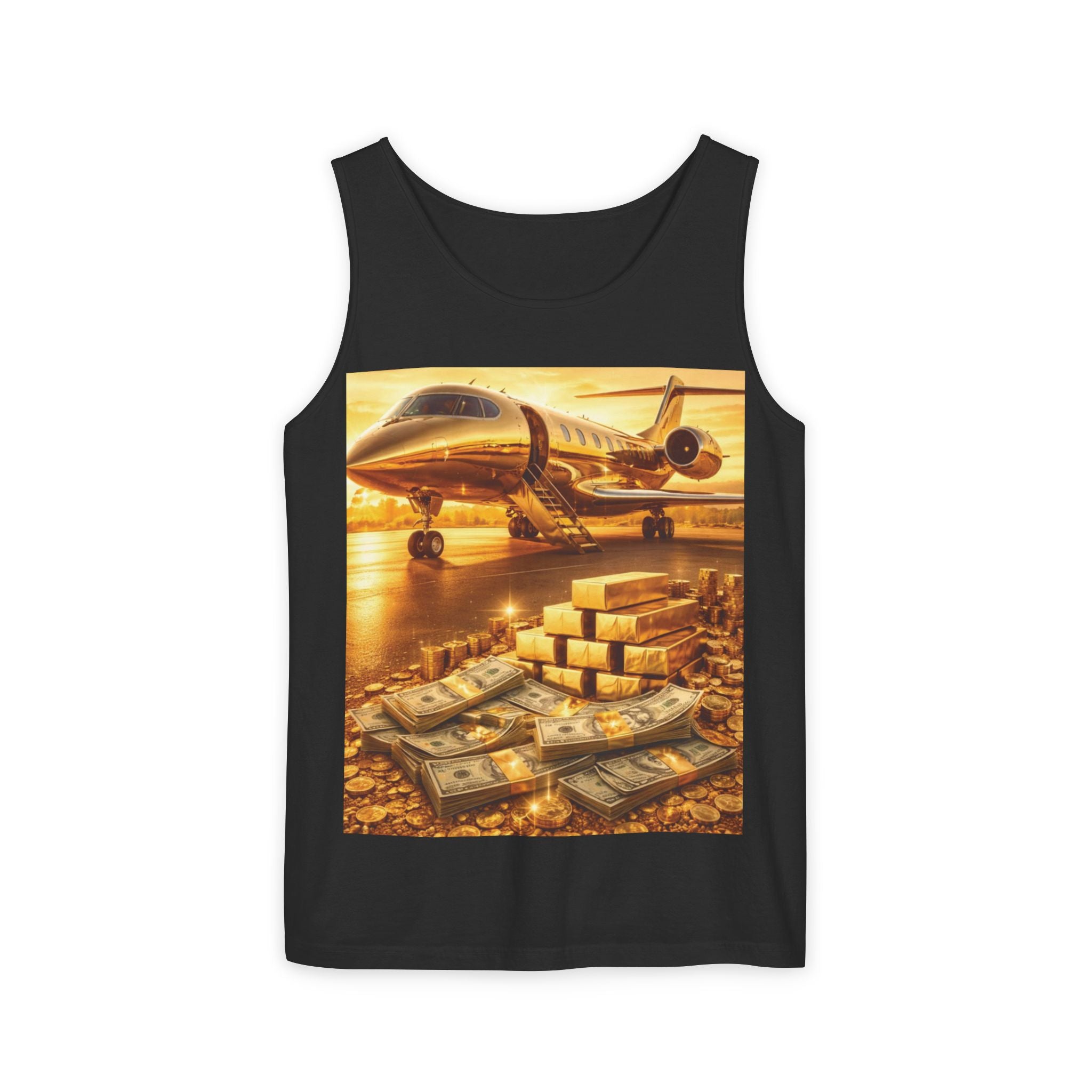 Millionaire Mindset Tank Top — Luxury Jet & Cash Graphic Tank