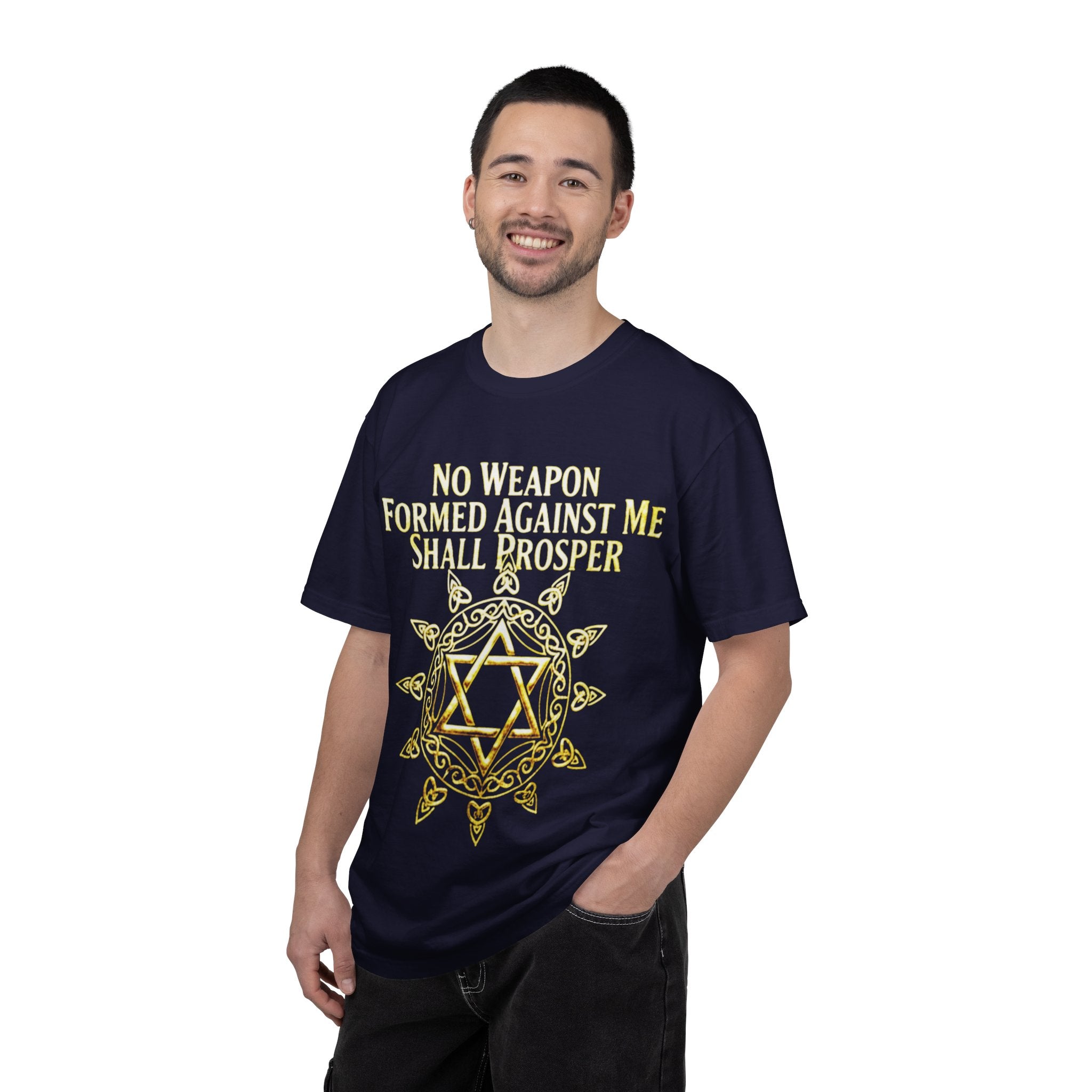 T-shirt Étoile de David Spirituelle — Tee-shirt Inspirant "Aucune arme forgée contre moi ne prospérera"