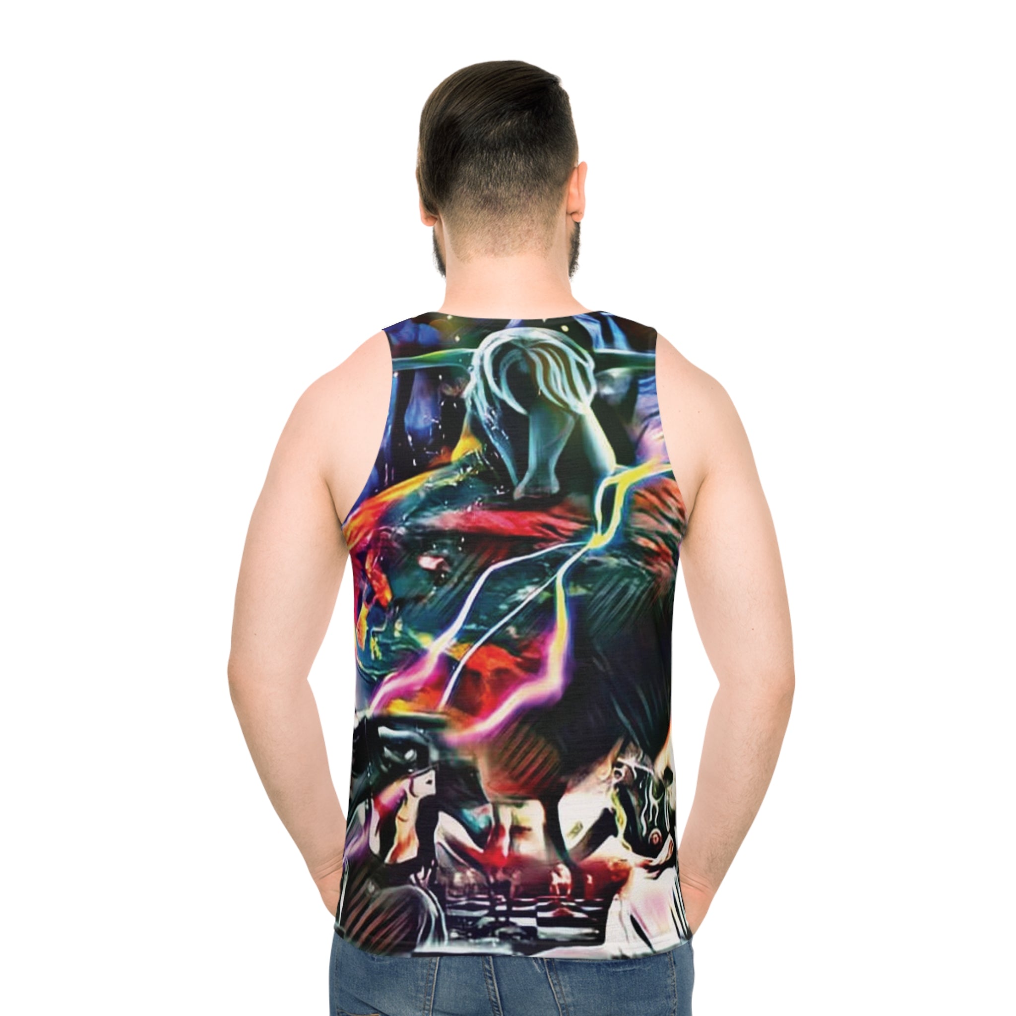 Abstract Psychedelic Dance Tank Top — Colorful EDM Festival AOP Print