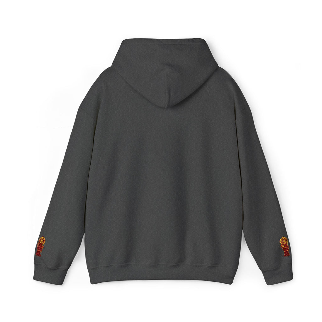 "Geld kommt zu mir" Hoodie — Positiver Affirmations-Hoodie mit Ärmelflammen-Akzent
