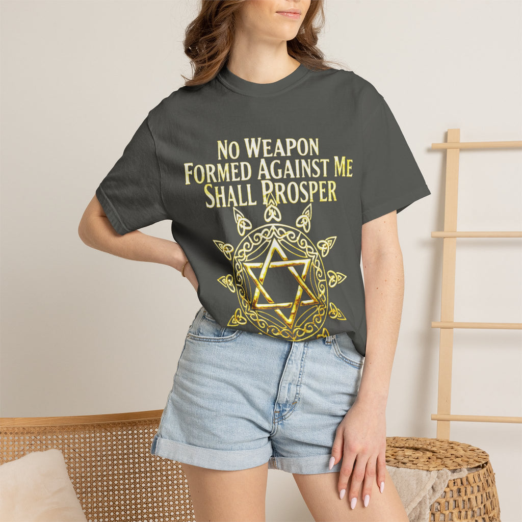Spiritual Star of David T-Shirt — "No Weapon Formed Against Me Shall Prosper" Inspirational Tee