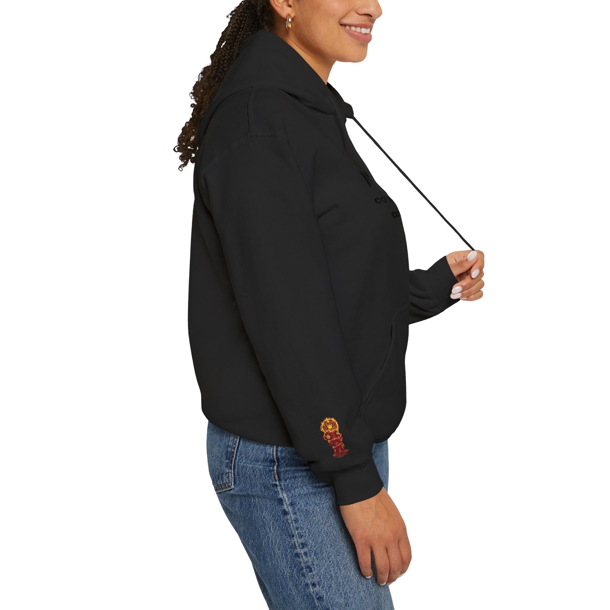 "Geld kommt zu mir" Hoodie — Positiver Affirmations-Hoodie mit Ärmelflammen-Akzent