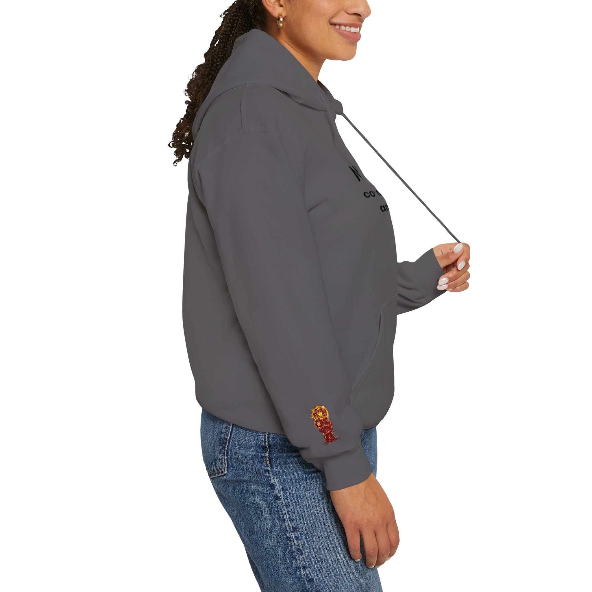 "Geld kommt zu mir" Hoodie — Positiver Affirmations-Hoodie mit Ärmelflammen-Akzent
