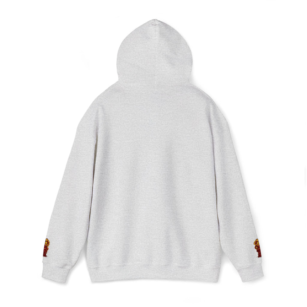 "Geld kommt zu mir" Hoodie — Positiver Affirmations-Hoodie mit Ärmelflammen-Akzent