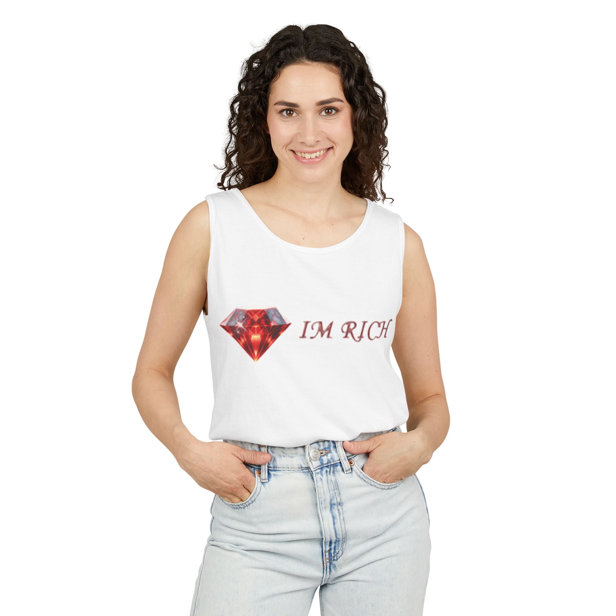 Im Rich Tank Top — Graphic Wealth Slogan Tee