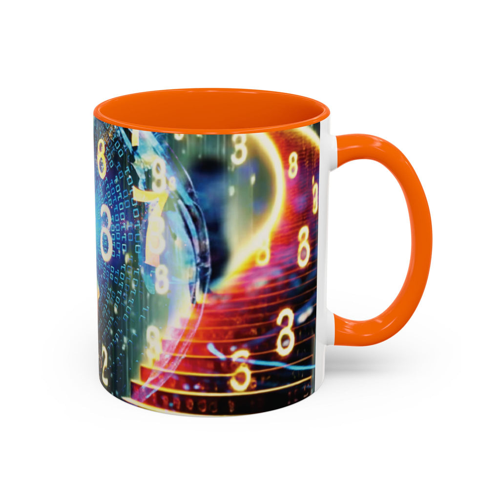 神秘的な数秘術アクセントコーヒーマグ — 宇宙の数字とスパイラルデザイン (11/15oz)